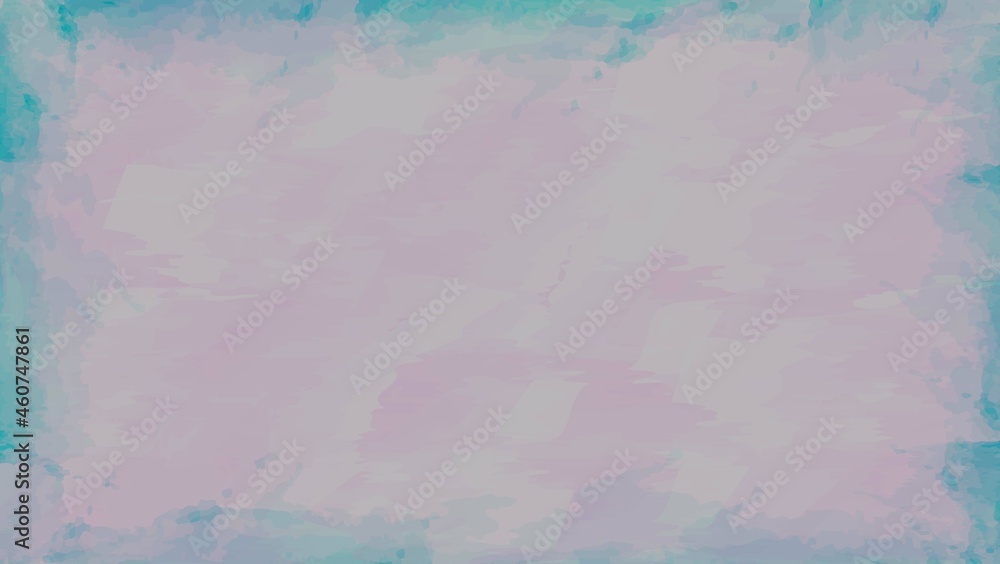 Abstract Watercolor Paint Pink Background With Blue Frame Design Template