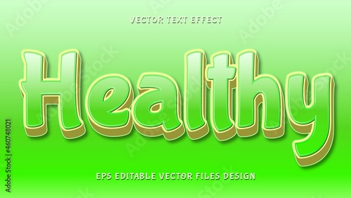 Modern 3d Gradient Green Word Healthy Editable Text Effect Design Template