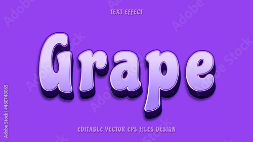 Minimal 3d Purple Word Grape Editable Text Effect Design Template