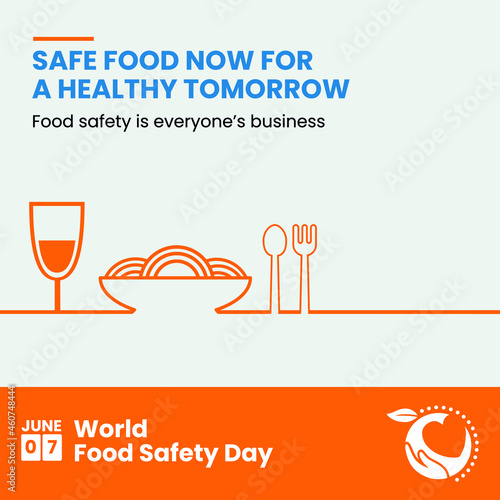 Heartbeat graph by food. World food safety day. 7 June