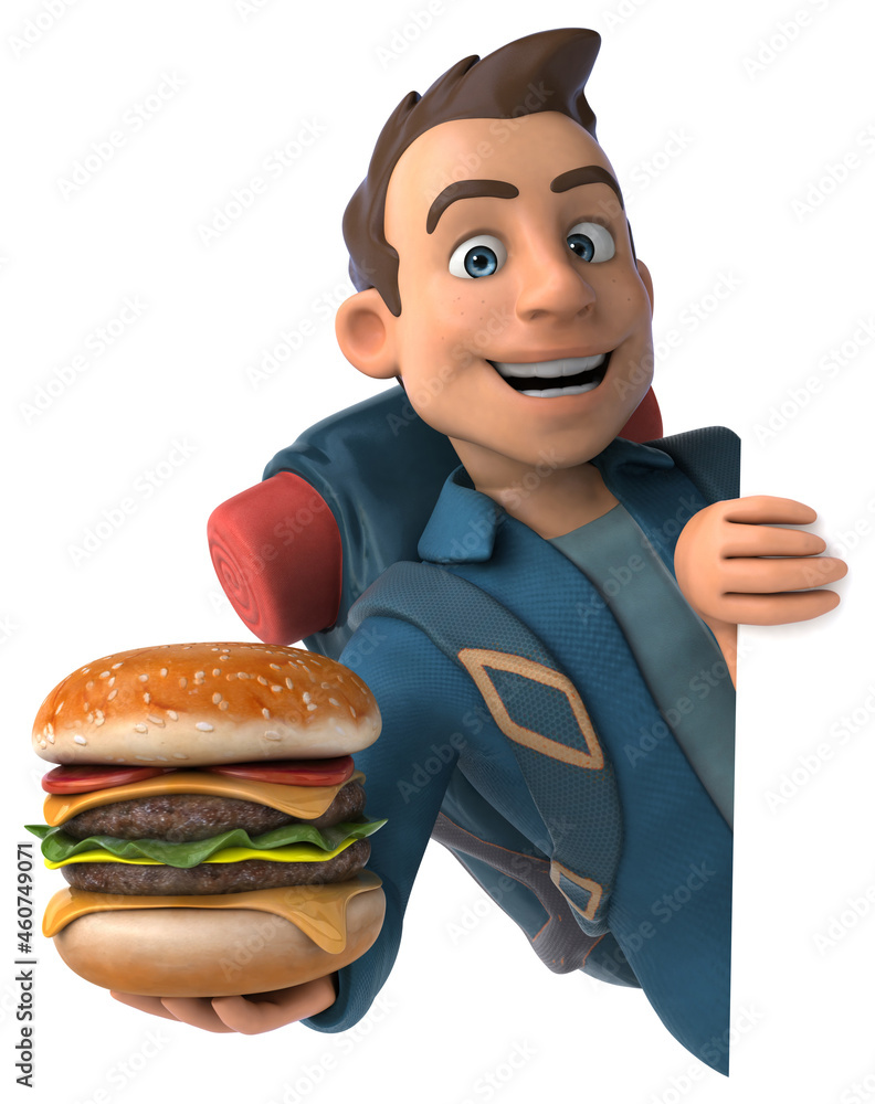 Fun illustration of a 3D cartoon backpacker Fun illustration of a 3D cartoon backpacker
