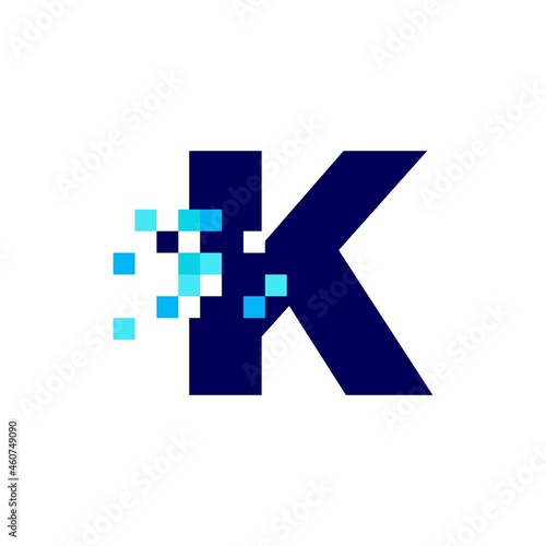 k letter pixel mark digital 8 bit logo vector icon illustration