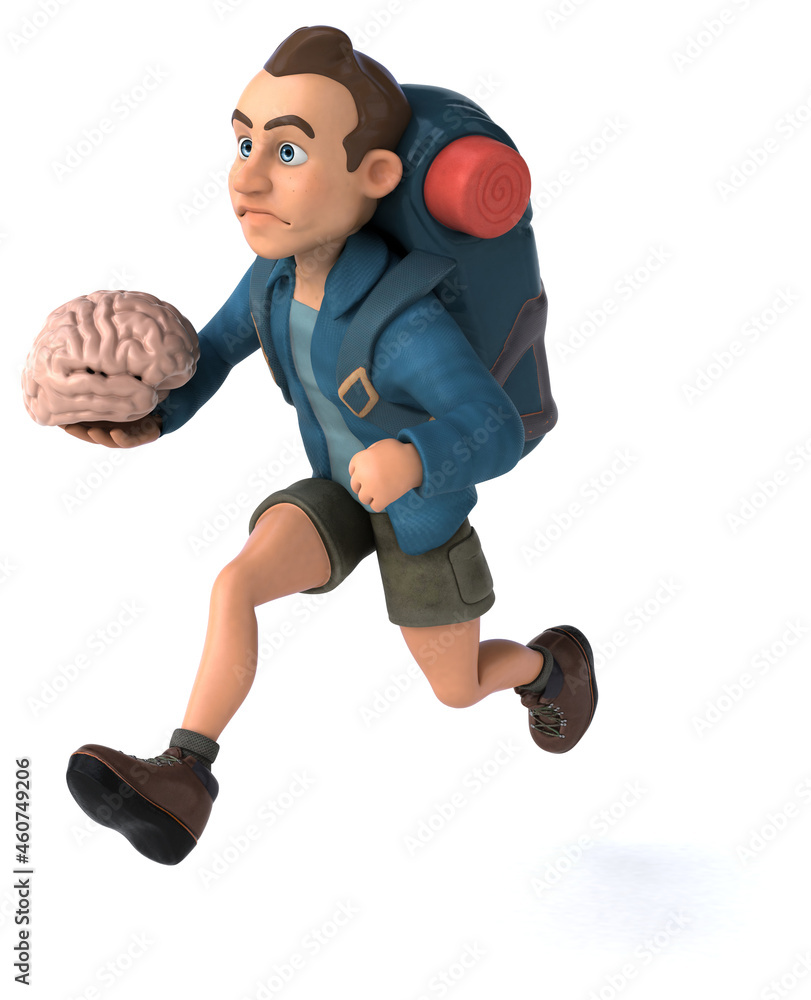 Fun illustration of a 3D cartoon backpacker Fun illustration of a 3D cartoon backpacker