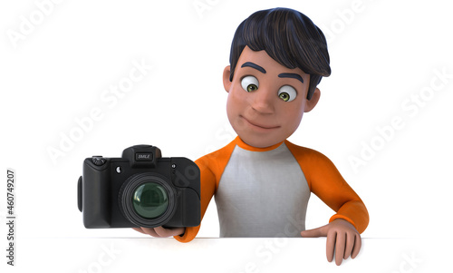 Canvas Print Fun 3D cartoon Asian teenager .