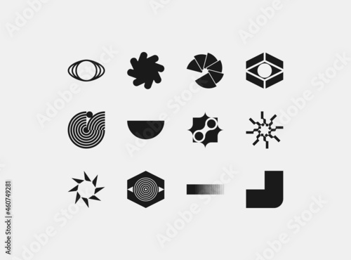 Universal trend halftone geometric shapes set