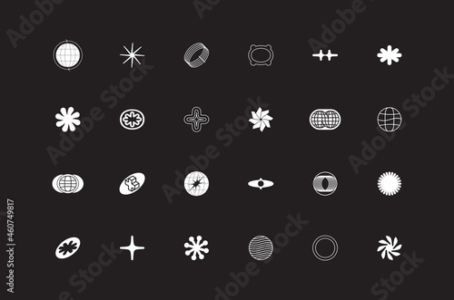Universal trend halftone geometric shapes set