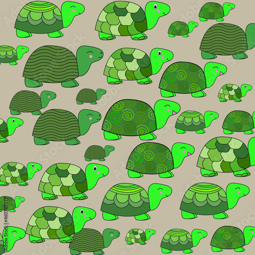 Elephants pattern on a beige background. Cute animals