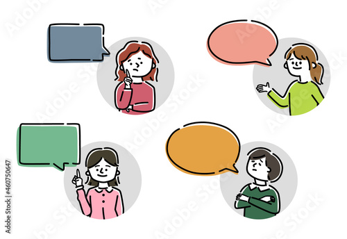 人物アイコンと吹き出しセット