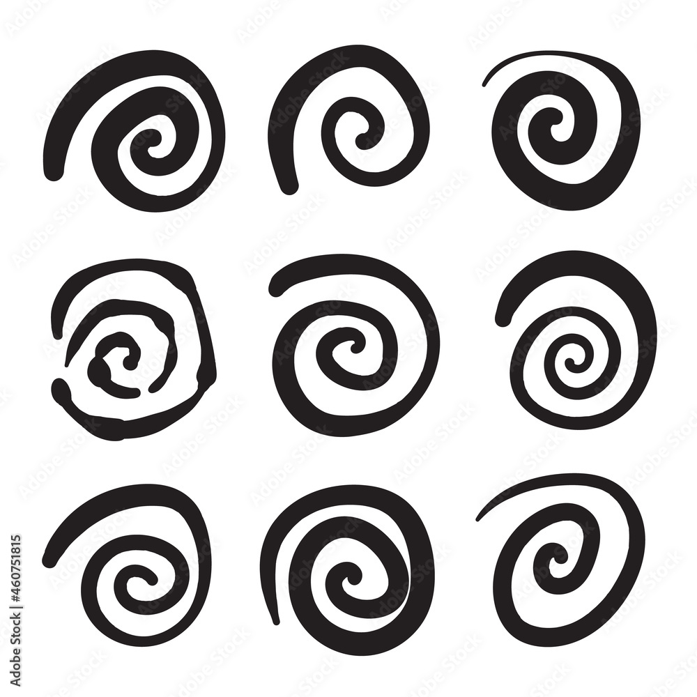 Spiral icon, Swirl wave symbol, whirl silhouette, vortex sign