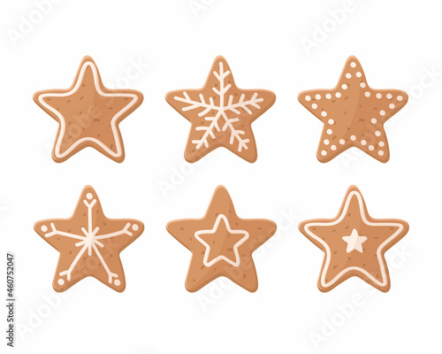 Set of Christmas cookies on white background. Vector illustration