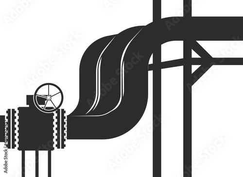 Pipe with valve and tap for gas, oil.