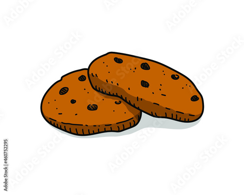 Vector illustration of cookies with chocolate chips, isolated on a white background.