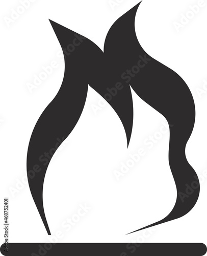 Black flame. The fire sign. Vector flat image.
