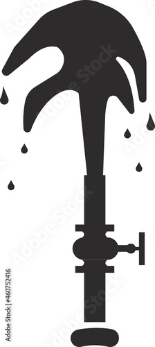 Oil leakage from a pipe with a valve, from underground.