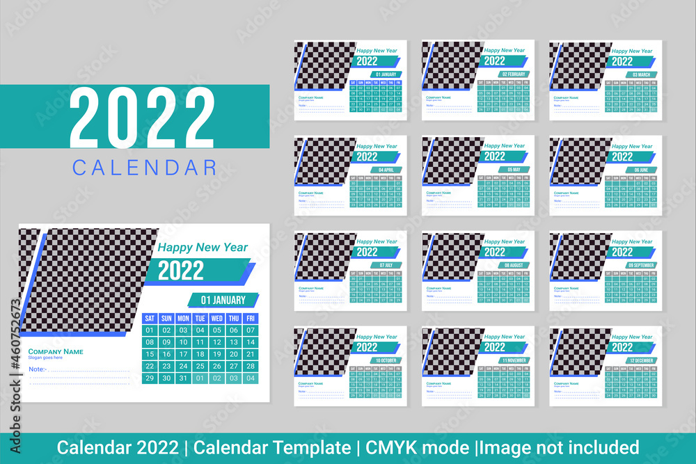 Modern desk calendar design 2022 template