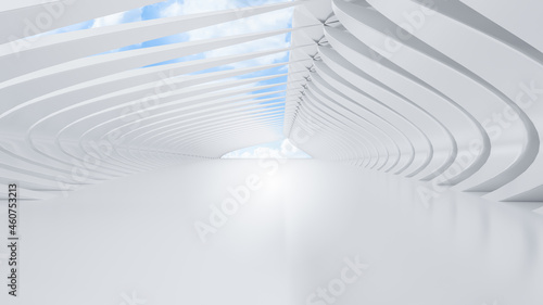 Abstract Futuristic empty floor and room Sci-Fi Corridor With light for showcase room interior display products.Modern Future cement floor and wall background technology interior concept.3d render