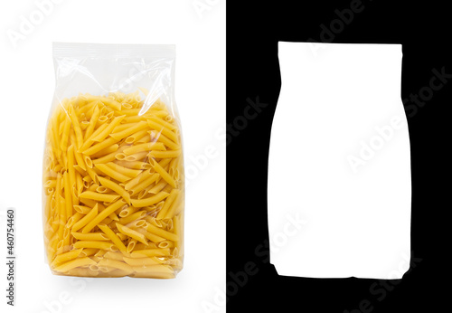 Transparent plastic pasta bag penne rigate