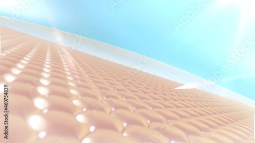 Wallpaper Mural 3D Animation skin cell with UV protection. Serum drops into skin cells for UV protection, Ultraviolet shield reflect. Advertisements for cosmetics, sunblock, lotion, serum. UV protection Torontodigital.ca