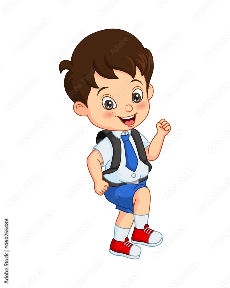 Cartoon happy school boy in uniform Cartoon happy school boy in uniform