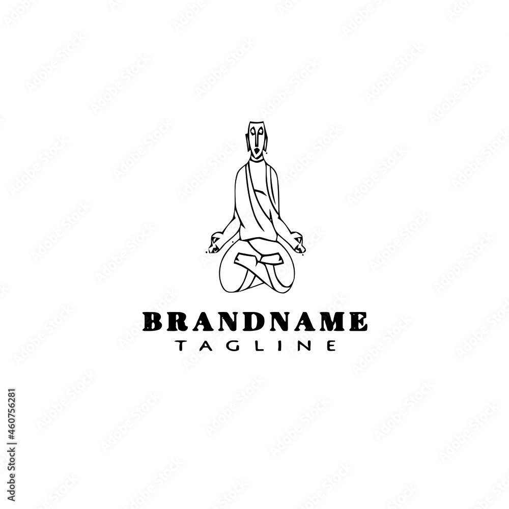 buddha logo cartoon icon design template black isolated illustration