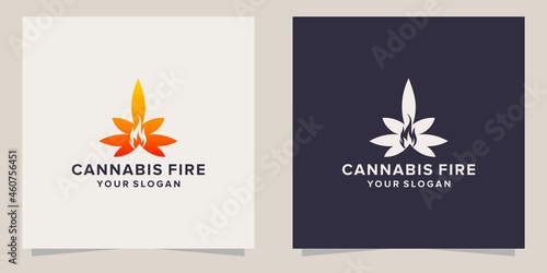 cannabis with fire logo template