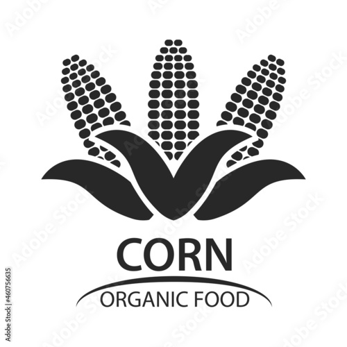 Corn is an organic food. Icon of delicious and healthy food grown on a bio-farm. Vector illustration isolated on a white background for design and web.