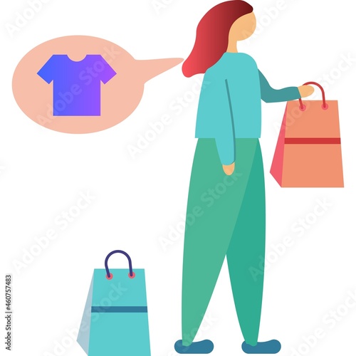 Woman shopping vector icon isolated on white