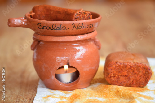 nduja with terracotta tool to warm her
