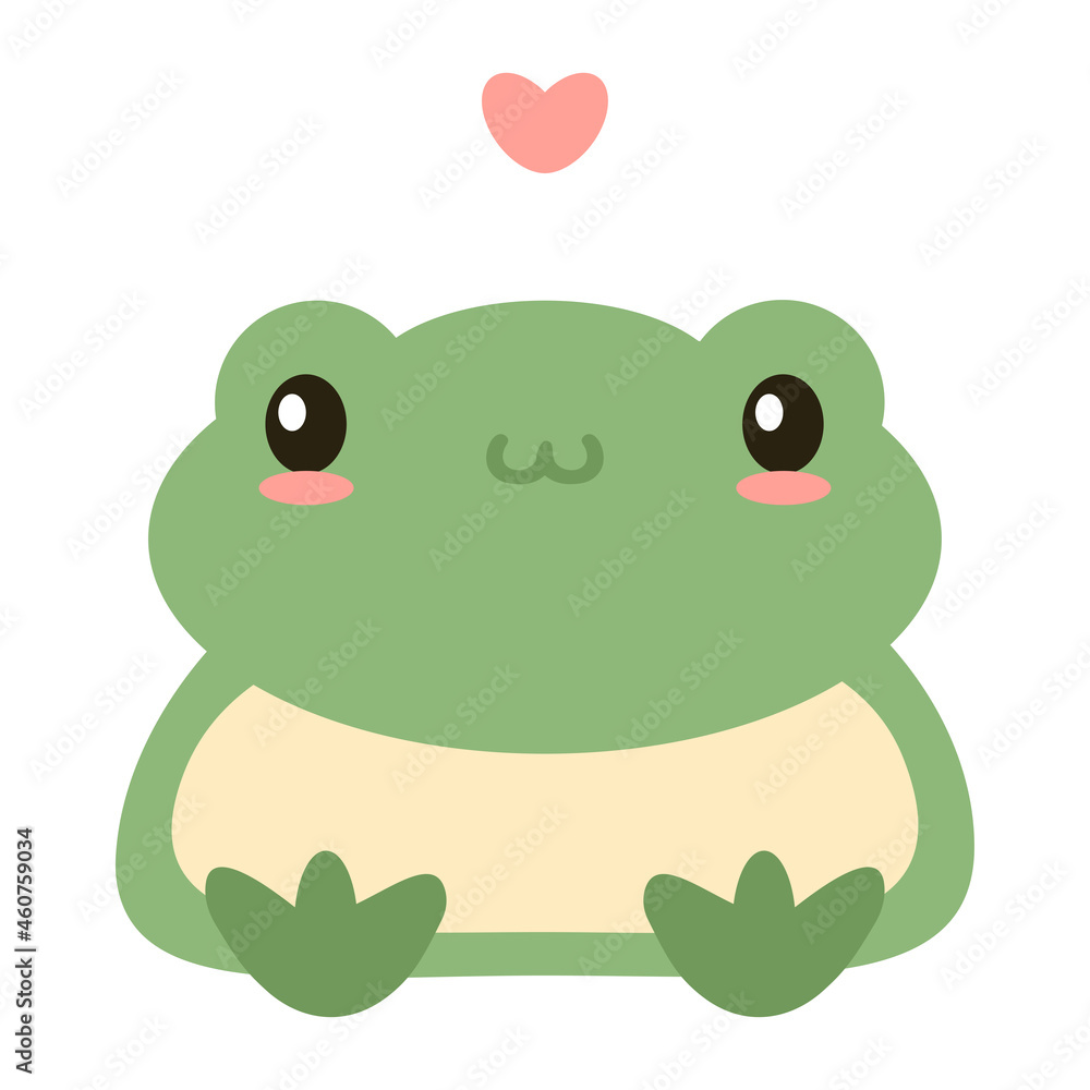 Green cute frog hand draw vector illustration. Smiling siting childish toad. Cartoon flat style. Green cute frog hand draw vector illustration. Smiling siting childish toad. Cartoon flat style.