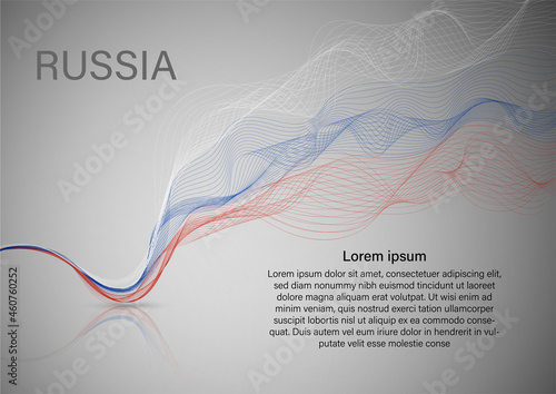 Modern line wave vector background of Russia flag colors