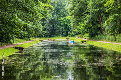 Fototapeta Naklejka Na Ścianę i Meble -  Canal In Fort Bema Park In Warsaw, Poland
