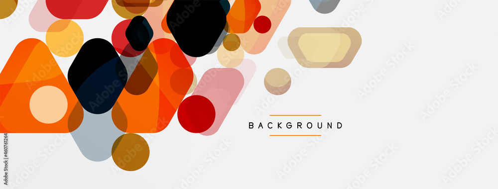 Color bubbles and rounded geometric shapes on white. Vector geometric minimal abstract background for wallpaper, banner, background, landing page Color bubbles and rounded geometric shapes on white. Vector geometric minimal abstract background for wallpaper, banner, background, landing page