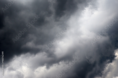 Storm clouds in sky. Weather backdrop. Dark autumn background