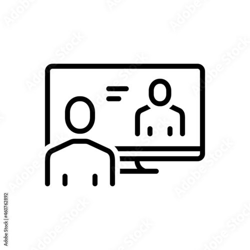Black line icon for online
