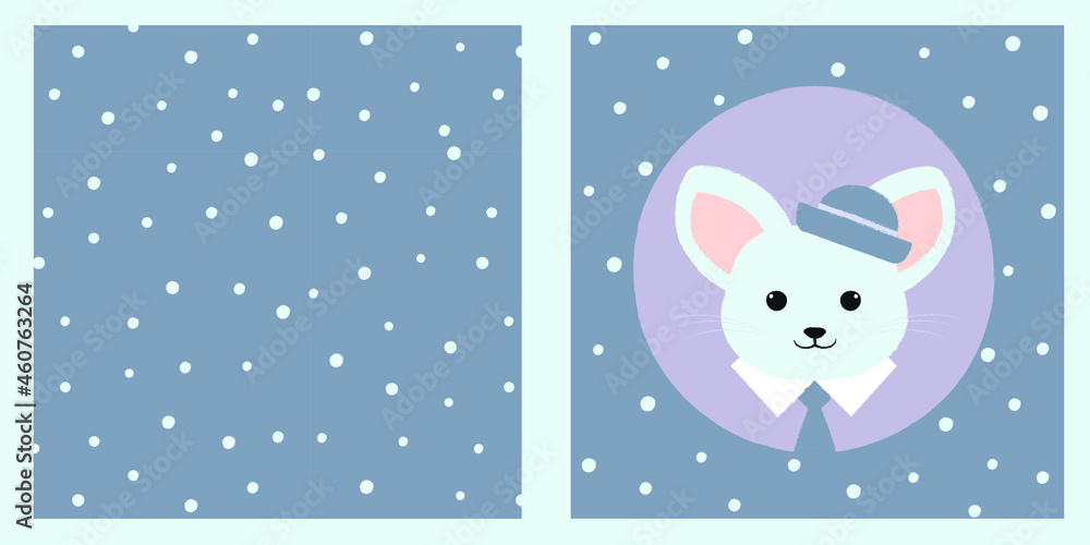 Set Seamless pattern polka dots and cute mouse. Design for clothes for the whole family. Set Seamless pattern polka dots and cute mouse. Design for clothes for the whole family.