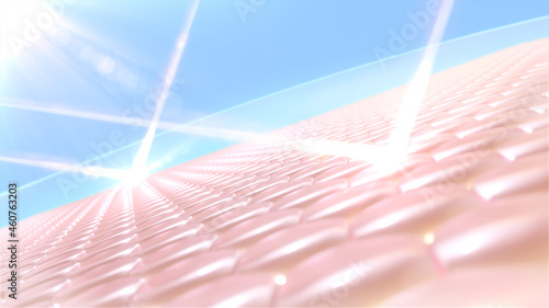 Wallpaper Mural 3D Rendering skin cell with UV protection. Ultraviolet shield reflect. Advertisements for cosmetics, sunblock, lotion, serum. UV protection Torontodigital.ca