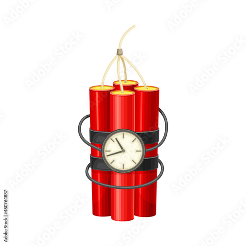 Dynamite bomb with clock timer vector illustration on white background