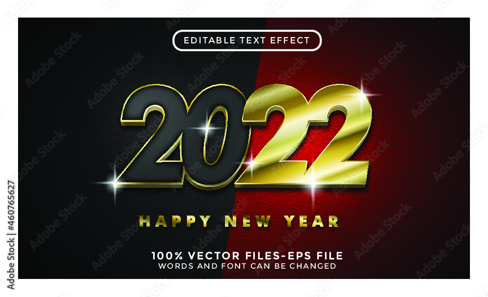 New Year text with golden texture. editable text effect premium vectors