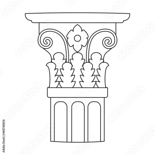 Ancient column vector outline icon. Vector illustration pillar of antique on white background. Isolated outline illustration icon of ancient column .