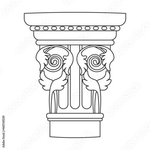 Ancient column vector outline icon. Vector illustration pillar of antique on white background. Isolated outline illustration icon of ancient column .