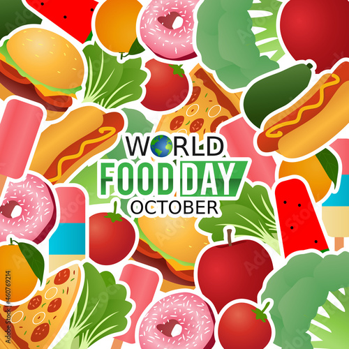 vector graphic of world food day good for world food day celebration. flat design. flyer design.flat illustration.
