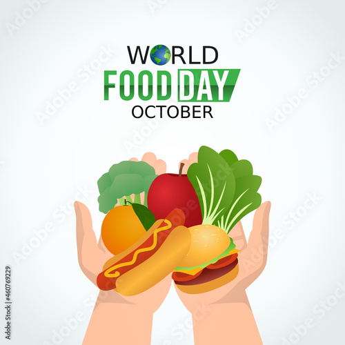 vector graphic of world food day good for world food day celebration. flat design. flyer design.flat illustration.