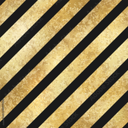 Festive Vector Geometric Diagonal Striped Golden Seamless Pattern. Classic shiny gold foil repeat texture with black lines. Abstract stripes luxury metallic print for digital paper, background
