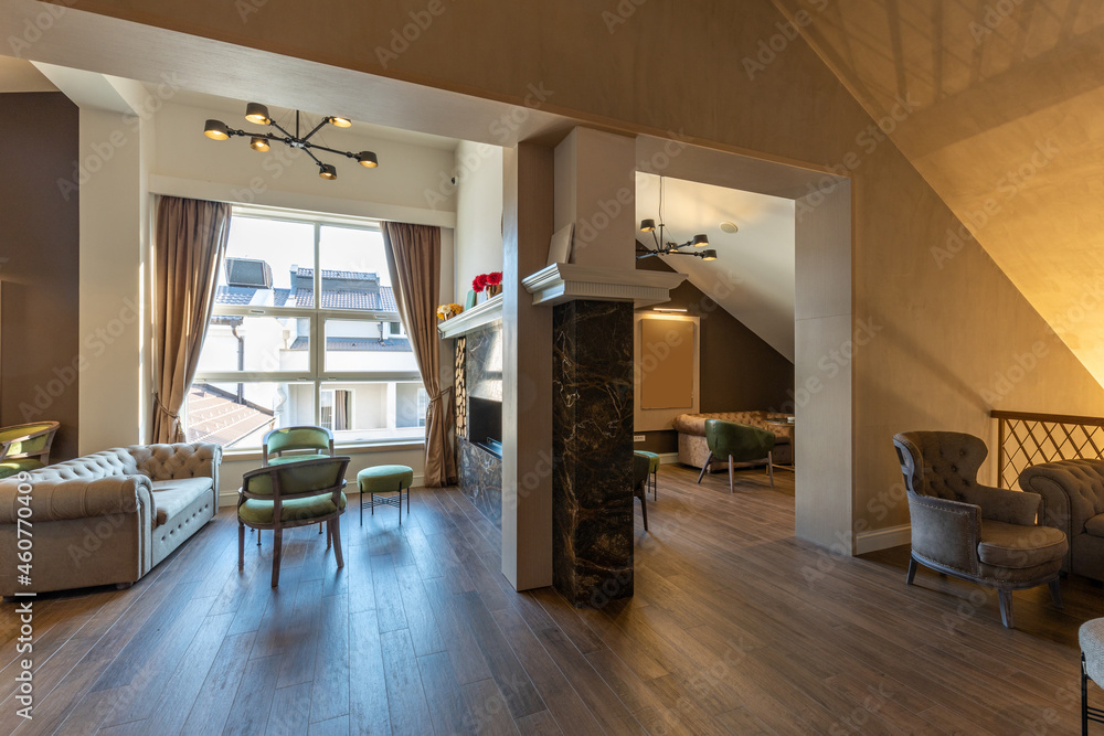 Interior of a modern hotel lounge with furniture Interior of a modern hotel lounge with furniture