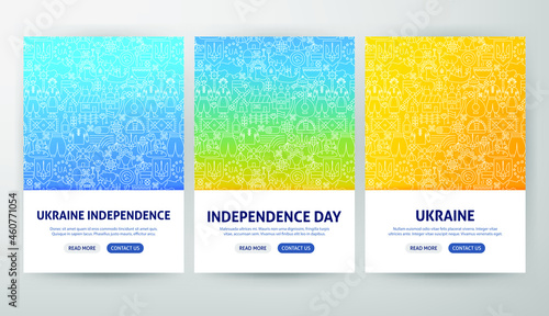Ukraine Flyer Concepts. Vector Illustration of Outline Design.