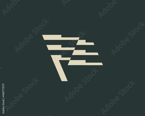 Abstract waving flag in minimalistic style logo concept. Universal pointer, success, finish vector emblem sign symbol mark logotype.