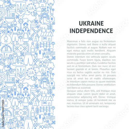 Ukraine Independence Line Pattern Concept. Vector Illustration of Outline Design.