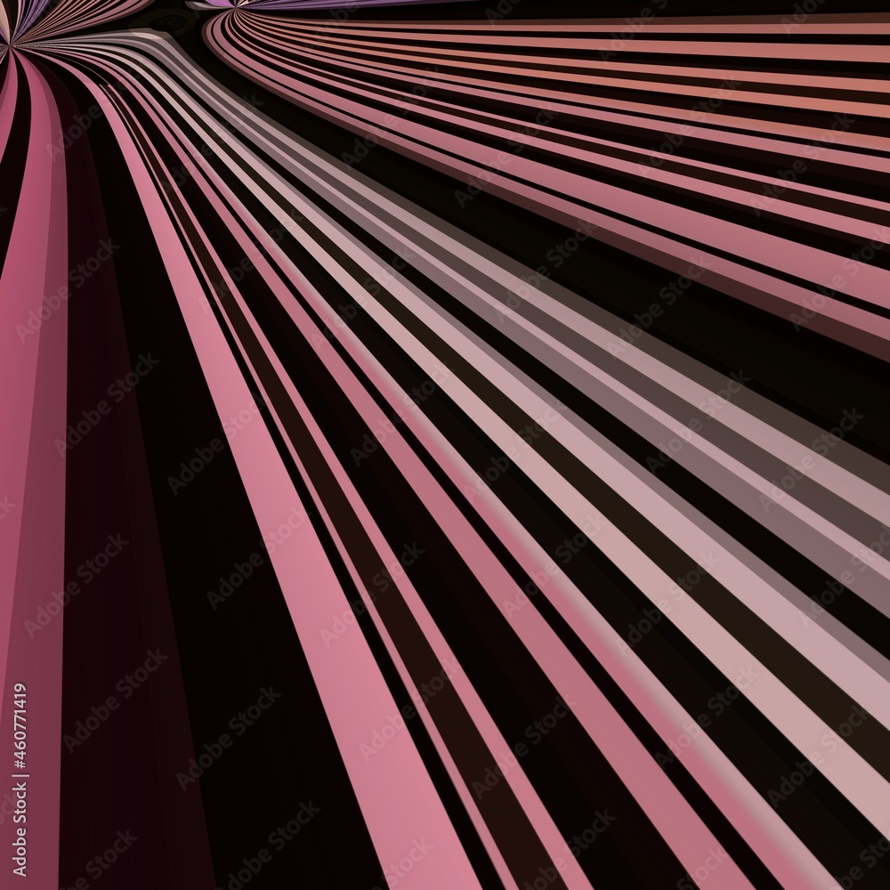 curved stripes due to the Coriolis curvature effect towards far distant vanishing point in purple pink and white

