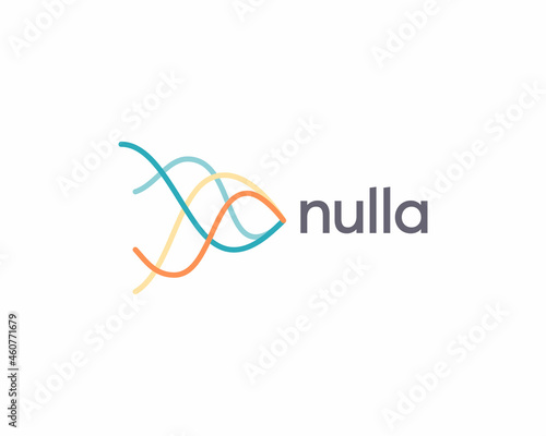 Abstract linear waves, lines, motions logo icon design modern minimal style illustration. Universal sound, speech vector emblem sign symbol mark logotype on white background.