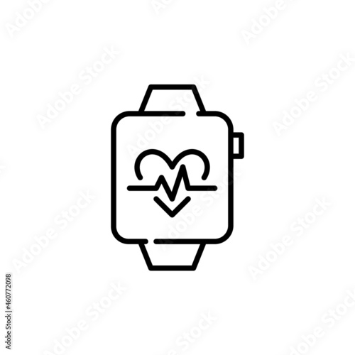 Smart watch exercise tracker app. Heart rate monitor icon. Pixel perfect, editable stroke.